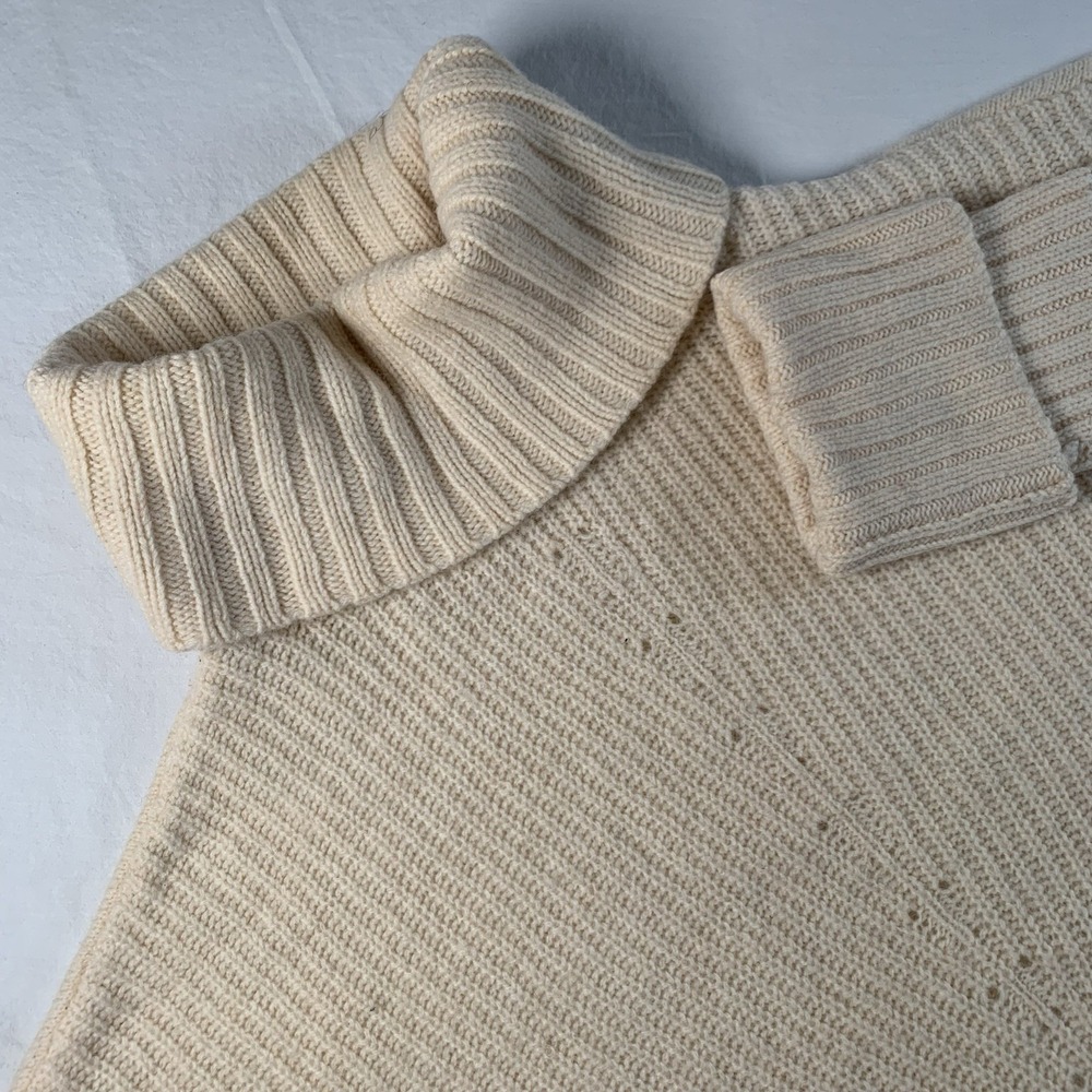 Moth Anthropologie M‎ Cream Wool Blend Turtleneck Oversized Cozy Sweater Cottage